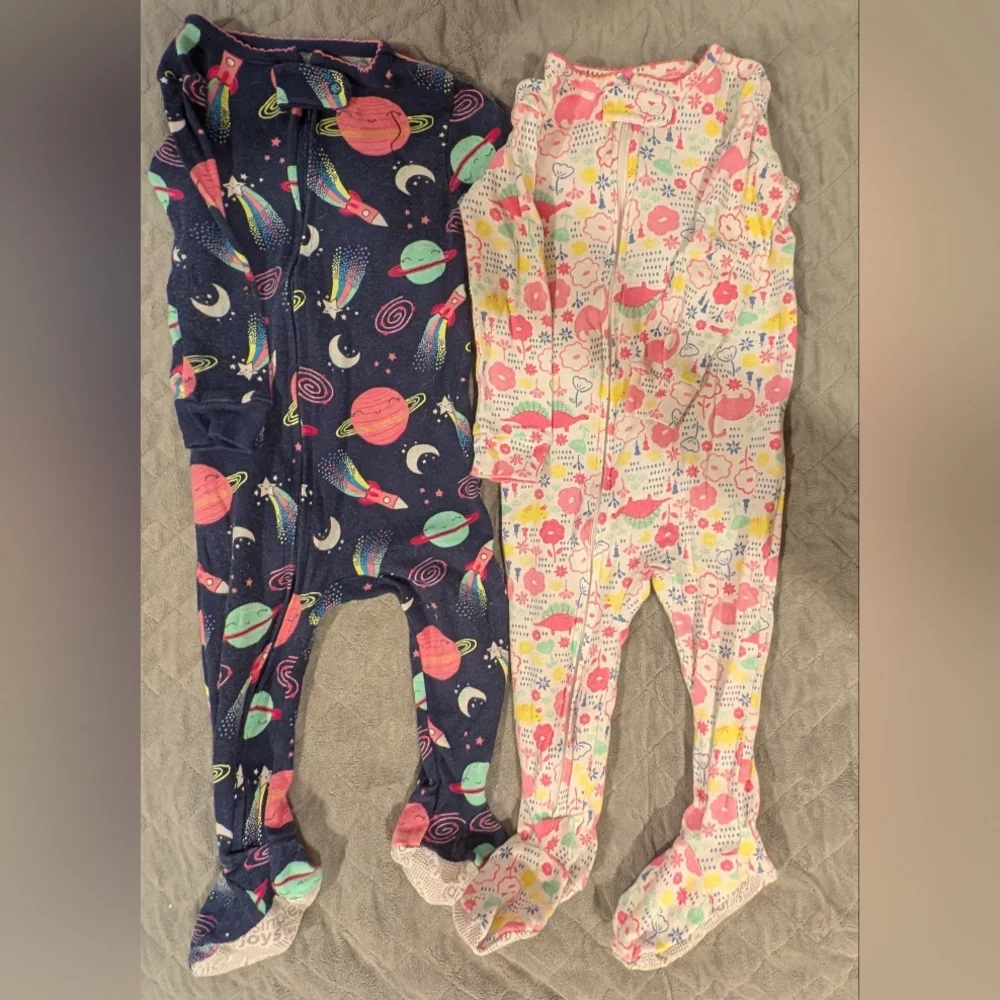 Carter's 12M Space and Floral Kids Footies